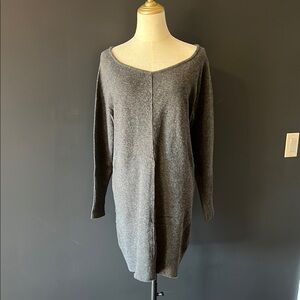 Athleta Gray 100% cashmere V-Neck Cardigan Sweater Dress